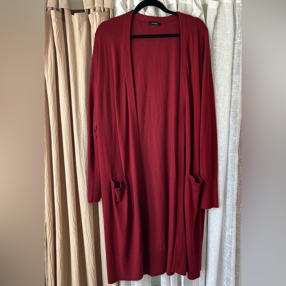 Halogen Long Open Front Cardigan 1X Maroon Red Burgundy - Picture 1 of 2